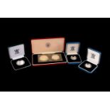 A collection of modern silver and nickel commemorative coins, mostly all cased, comprising two 1990s