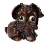 A novelty J. Oswald rotating eye clock, in the form of a Scottie dog 12cm H