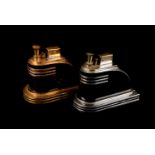 Two Art Deco 'Touch-Tip' table lighters, by Ronson, in chrome and black, and gilt and deep maroon,