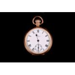 A George V period 9ct gold Waltham open faced pocket watch, hallmarked to stem, rear and dust