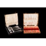 A vast collection of silver plated and other flatware, in two boxes, including many cased sets and
