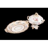 A mid-19th century porcelain part dessert service, with gilt floral sprays to a white ground,