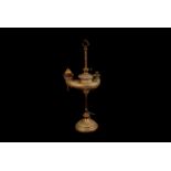 A Brass "Aladdin's" style gas Lamp, made by Vesta, Wild & Wessel Berlin. Shaped like the fabled