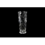 A Clyne Farquarson 1930s lead crystal vase, having leaf decoration through-out, signed to base,