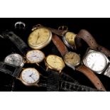 A collection of vintage and modern watches, including an Omega pocket watch, AF, a silver lady's