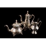 A collection of silver plated ware, including a spirit kettle on stand, tea set and other items (a