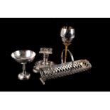 A collection of Victorian, Edwardian and later silver plated items, including a cake stand,