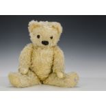 A Chad Valley yellow mohair teddy bear, early 1950s, with long curly mohair, orange and black