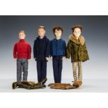 Four Paul dolls 1960s: two with ‘real’ hair, one with smaller head, two extra jackets; and And so