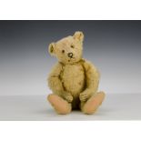 A Steiff 1930s teddy bear, with golden mohair, clear and black glass eyes with brown backs,