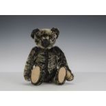 A rare J.K. Farnell frosted black mohair teddy bear 1920s, with clear and black glass eyes with