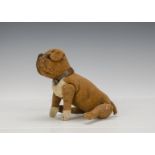 A Steiff burlap jointed bulldog circa 1910, with black boot button eyes, black stitched nose,