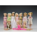 Ten Palitoy Tressy dolls: with various blonde and titian hair, mainly in original costumes (one