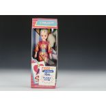 A Pedigree Starlight Sindy, No.42011, 1985, with pink crimped hair, pink and blue metallic jumpsuit,