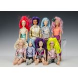 Eight Hasbro unboxed Jem dolls: in original clothes (slight play wear and missing shoes)