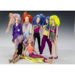 Seven Hasbro unboxed Jem dolls: Holograms including Kimber and Shana, in original clothes (missing