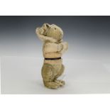 A rare Chiltern Skater rabbit 1930s, with white mohair on a brown backing cloth, clear and black