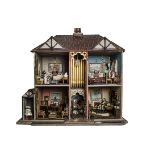 Millfield, an American carpenter built dolls’ house with built-in pipe organ, with grey painted