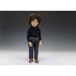 A Trendon Sasha doll Gregor dark Denims, 301, with brown hair, denim jeans, blue turtle neck