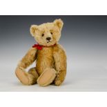 A fine and rare Steiff centre-seam teddy bear, circa 1912, with golden mohair, black boot button