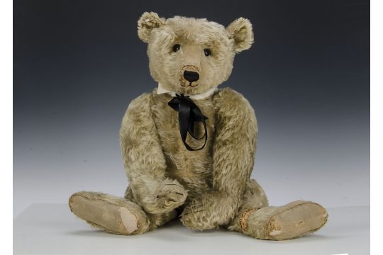 A Large Early Steiff Teddy Bear Circa 1910 With Blonde Mohair Black Boot Button Eyes Pronounce