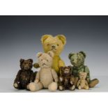 German Teddy Bears: a golden mohair 1950s bear with orange and glass eyes, inset short mohair muzzle
