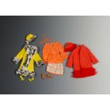 1970s Barbie outfits: 1789 Fiery Felt (missing boots); 1459 Great Coat and 1451 Tangerine Scene