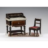 Two pieces of Waltershausen dolls’ house furniture: a marble topped washstand with drawer - 33?