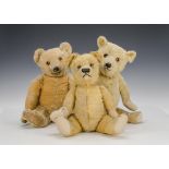 Two Alpha Farnell teddy bears, with golden mohair, orange and black glass eyes, black stitching,