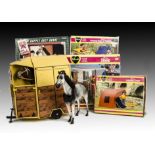 Pedigree Sindy Accessories: Dapple Grey Horse, Motorcycle, Stable (folding), Camping Scene and