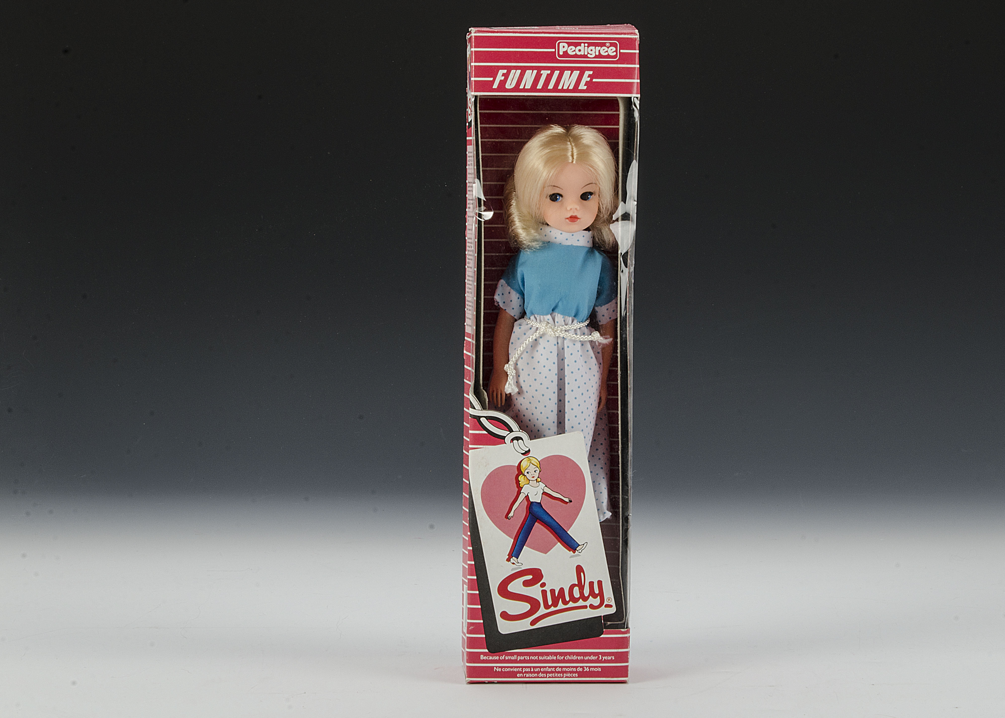 A Pedigree Funtime Sindy, No.42001, 1984, with blonde hair, in original pink and white striped