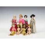 Eight Topper Dawn and friends dolls: six in original evening gowns, two naked dolls (some wear)