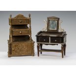 A Waltershausen dolls’ house dressing table, with mirror and two drawers - 41?2in. (11.5cm.) high;