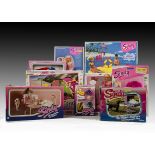 Six Hasbro Sindy Accessories: Vanity Set, two Dining Table & Chairs, Fun Raft, Outdoor Fun Set and