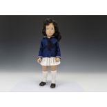 A Trendon Sasha doll Brunette Marina, 102S, with long brown hair, blue and white sailor suit, lack