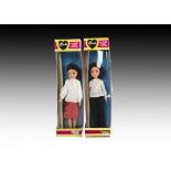 Two Pedigree Sindy dolls No.44899: both with brunette hair with white toweling jumper and red
