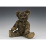 A rare Chad Valley brown mohair Aerolite Teddy Bear, with orange and black glass eyes, pronounced
