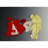 1960s Barbie Outfits: 939 Red Flare 1962-65; 949 Stormy Weather with an extra coat 1964-65; and