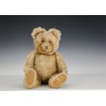 A Diem teddy bear 1950s, with dark golden mohair, clear and black glass eyes with light brown backs,