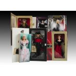 Nine Collector’s Barbies: Donna Karen, Café Society, Radiant Rose, Avon Winter Splendor, Steppin’