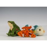 Steiff post-war Aquatic animals: a small Crabby Lobster with orange felt body and card tag - 41?2in.