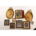 Ambrotypes, a group of framed portraits