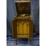 Cabinet gramophone: an HMV Model 157, with 5a soundbox, internal divided horn with grille and