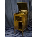 Cabinet gramophone: a Columbia Grafonola with No 8 soundbox, small-bore tone-arm, 'stereoscopic'