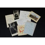 Ivor Novello, A collection of various ephemera including personal letters to Dorothy from Olive