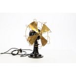 Electric fan: A Revo electric fan, with brass blades and japanned iron stand