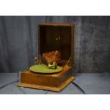 Portable gramophone: a Diaphone portable with wood flare tone-arm substitute, Sonata soundbox and