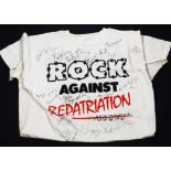 Rock Against Repatriation, multi signed tee-shirt signed by all artists who participated on the