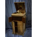 Cabinet gramophone: An HMV Model 12 cabinet grand gramophone, with full-width internal horn,