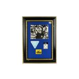 U2 / Bono Display, an autographed b/w photo of Bono, framed & glazed (18”x 25” overall) with 3